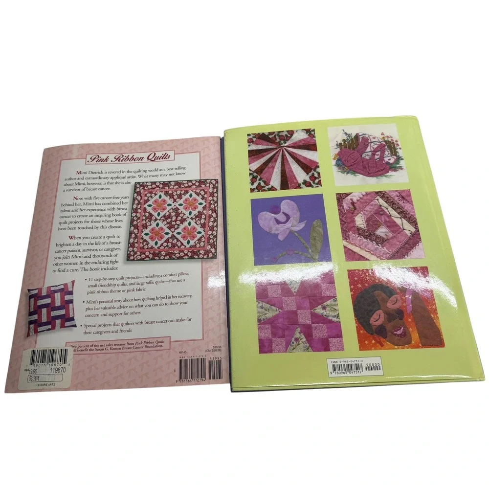 Leisure Arts Multi Quilt Pattern Books Breast Cancer Awareness Pink Ribbon